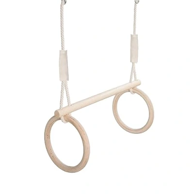 Immagine di MAMOI® Anelli ginnastica artistica per bambini, Trapezio altalena in legno da casa, Attrezzatura altalene uso interno, Dondolo multifunzione fino a 100kg