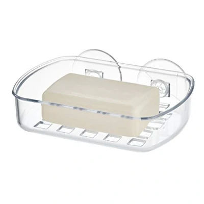 Immagine di iDesign Basic Portasapone bagno, Porta sapone in plastica con due robuste ventose, trasparente