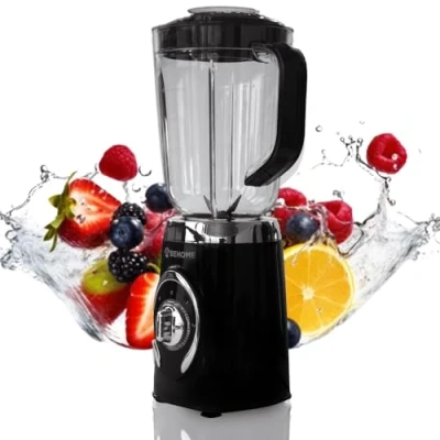 Immagine di BEHOME Frullatore Elettrico da Tavolo con Caraffa 1.25L Mixer Tritatutto regolazione velocità 500W e luce LED, per Frullati, Smoothies, Shacker Proteine, Sughi, Pappe