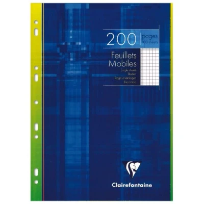 Immagine di Clairefontaine 1752C Astuccio di fogli mobili forati A4 21x29,7 cm 200 pagine a quadretti piccoli Carta Bianca 90 g Riutilizzabile