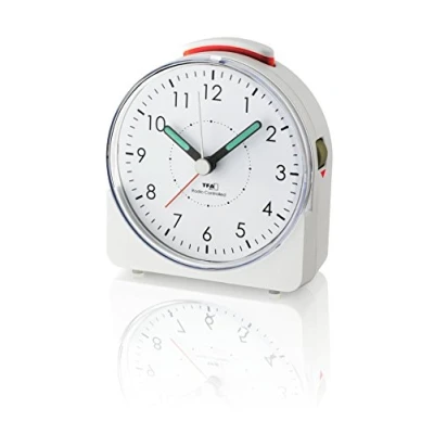 Immagine di TFA Dostmann Sunrise 60.1513.02 Radiosveglia analogica con meccanismo Silenzioso, Sveglia Funzione Snooze, 102 x 46 110 mm, Colore: Bianco, B H mm