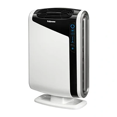 Immagine di Fellowes Purificatore d&#039;Aria AeraMax DX95, per Casa e Ufficio, Ambienti Fino a 42 mq, con Filtraggio 4 Stadi, Filtro HEPA al Carbone, Sensore AeraSmart Aera+, Colore Bianco