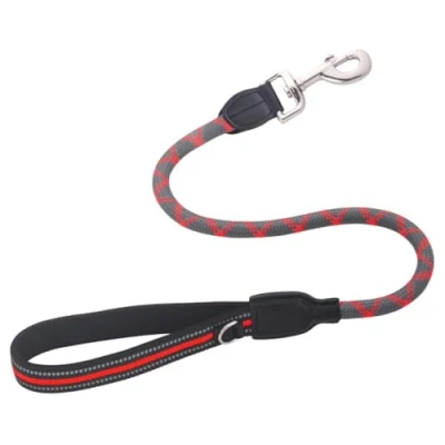 Immagine di guinzaglio corto per cani, elastico in nylon, corda addestramento cani con manico imbottito e cuciture riflettenti di piccola taglia media grande