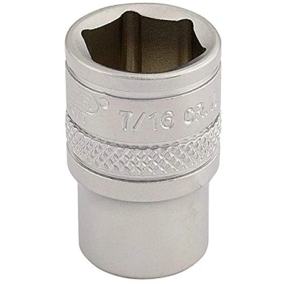 Immagine di Draper 16525 Bussola imperiale con attacco quadro da 1/4&quot;, in cromo satinato, misura 7/16&quot;, colore: Blu