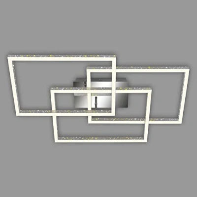 Immagine di BRILONER plafoniera LED con effetto glitter, dimmerabile, luce bianca calda orientabile, cornice LED, alluminio cromato