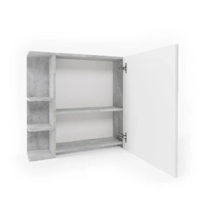 Immagine di Vicco Specchio contenitore bagno Fynn, Calcestruzzo/Bianco, 80 x 64 cm