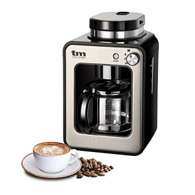 Immagine di TM Electron TMPCF020S Mini Macchina Goccia con macinino Grano, 4 Tazze, 600 W e Filtro Lavabile Compatibile caffè macinato, Acciaio Inossidabile, Argento