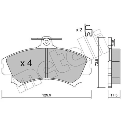Immagine di METELLI 22 0216 1 Kit pastiglie freno con segnalatore acustico usura MITSUBISHI: Colt 6, VI CZC Cabrio, SMART: Forfour I