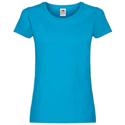 Immagine di Fruit of the Loom, maglietta da donna in cotone, a maniche corte, colore: blu celeste