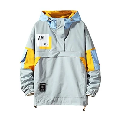 Immagine di GURUNVANI Felpa casual con cappuccio a maniche lunghe Pullover blocchi di colore, 8031bianco, Medium