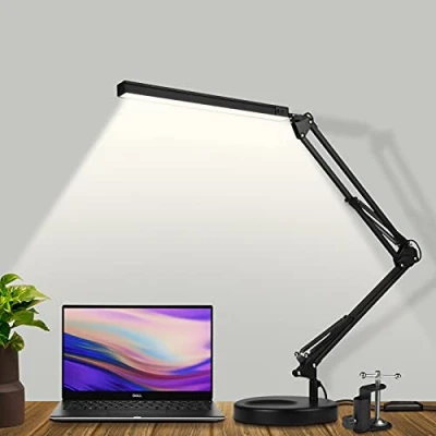 Immagine di SKYLEO Lampada da Scrivania a LED Tavolo Con base e clip per la cura degli occhi 3 modalità di luce x 10 livelli luminosità Nero