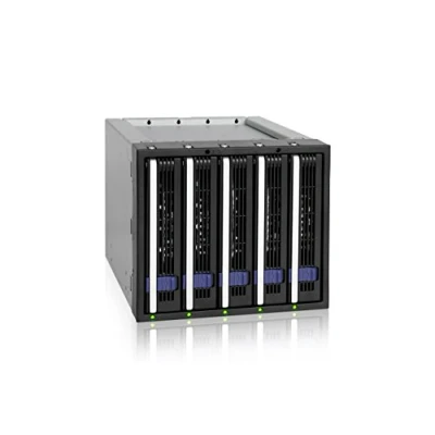 Immagine di Icy Dock Sistema Backplane per Rack Hot Swap Portatili con cassetto 5X HDD/SSD 2.5&quot; o 3.5&quot; SATA III 6Gb/s in 3 vani di Alluminio da 5,25&quot; FatCage MB155SP B
