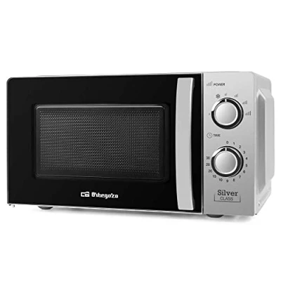 Immagine di ORBEGOZO 8435568400801 Forno a microonde con capacità di 20 Litri, 6 Livelli Funzionamento, Timer Fino 30 Minuti, 700 W Potenza, Acciaio, Argento