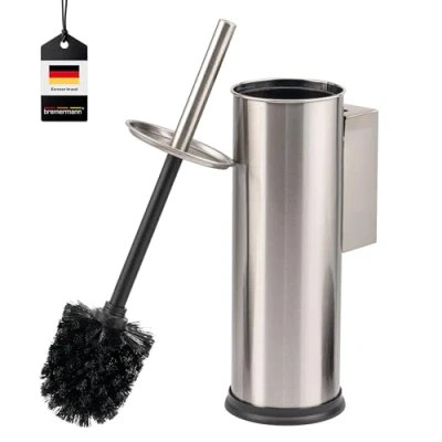 Immagine di bremermann Scopino WC con supporto a parete, in acciaio inox rotondo