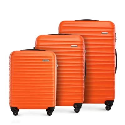 Immagine di WITTCHEN GROOVE Line Set di 3 Valigie (S+M+L) Rigido in ABS 4 Ruote Serratura a Combinazione Manico Telescopico Arancione