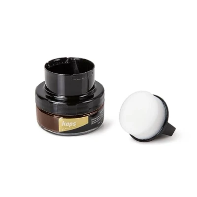 Immagine di Kaps Crema per la Cura delle Scarpe con Spugna Applicatore, Intensiva e Nutrimento Pelle, Delicate, 70 Colori (179 Noce)