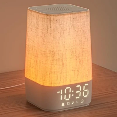 Immagine di LIORQUE Sveglia Luminosa, Lampada da Comodino con Sveglia, Simulazione dell&#039;alba, 13 Livelli di Luminosità, 10 Tracce Rumore Bianco e 20 Melodie Della Natura, Funzione Snooze