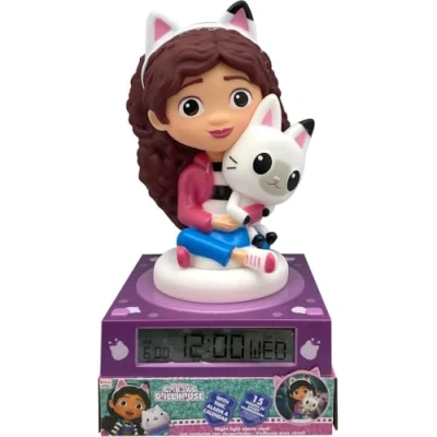 Immagine di CARTOON Lampada 3D con sveglia Gabby&#039;s Dollhouse luce notturna a led da comodino personaggio tridimensionale digitale integrata