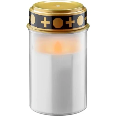 Immagine di goobay 64604 Lume funerale a LED con batteria/candele LED, per esterni, cimitero, luce eterna, lampada tombale, bianco, funzionamento batteria