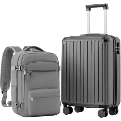 Immagine di COOLIFE EasyJet Trolley Bagaglio a Mano 55x40x20 e Zaino da Imbarco 20L(40x25x20cm) Set di Valigie, Valigia Mano, Chiusura Combinazione Laterale con TSA per Ryanair