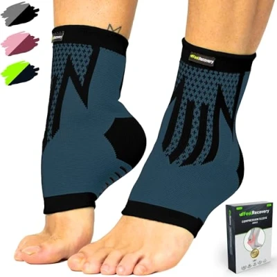 Immagine di Feel Recovery 2 Tutore Caviglia per Uomo e Donne Cavigliere Elastiche a Compressione Fascia Sportive Distorsioni, Running, Calcio Sport Traspiranti Antiscivolo (M, Nero)