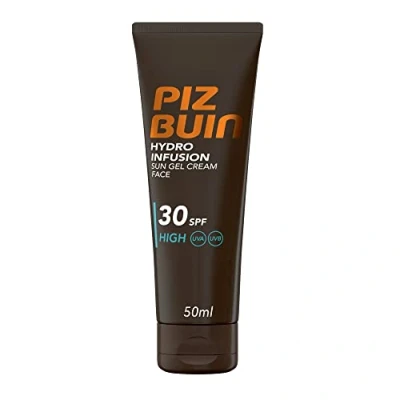 Immagine di PIZ BUIN, Crema Solare Gel Viso, Hydro Infusion, 30 SPF, Protezione Alta, Sun Cream Face, Filtro UVA/UVB, Rinfresca Protegge Idrata, 50ml
