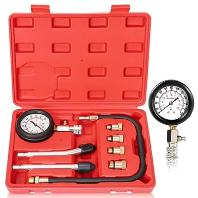 Immagine di Kit tester di compressione per auto: set 4 adattatori e valigia, misuratore motore a benzina 0 20 bar o 300 psi, auto, camion, moto