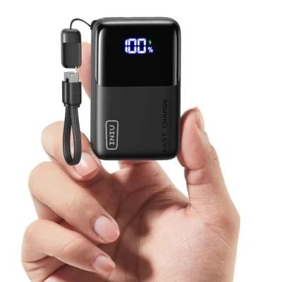Immagine di INIU Power Bank, 45W 10000mAh Mini Caricabatterie Portatile per Computer, Cavo USB C In&amp;Out, Piccolo Batteria Esterna a Ricarica Rapida PD QC iPhone 16/15/14/13, Samsung, Google, Macbook, iPad etc