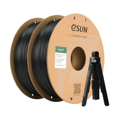 Immagine di eSUN filamento PLA riempito di fibra carbonio 1,75 mm, CF Precisione dimensionale +/ 0,03 1 kg per bobina, 2 bobine stampa 3D stampante FDM 3D, Nero