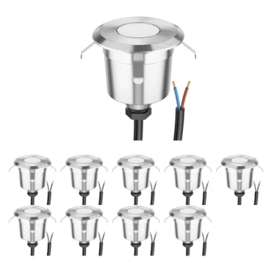 Immagine di ledscom.de 10 Luce da incasso a pavimento LED AGENA per esterni, IP65, acciaio inox, rotonda, Ø 60 mm, bianco caldo