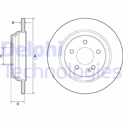 Immagine di DELPHI BG4811C Disco freno 300 12 5 pieno rivestito non trattato senza cuscinetto ruota, anello sensore ABS MERCEDES BENZ: Vito Tourer, Classe V