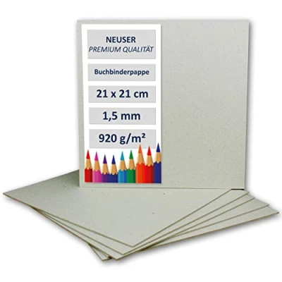 Immagine di 10 cartoncini per rilegatura quadrati, spessore 1,5 mm (0,15 cm), grammatura: 920 g/m², formato: 21 x cm, colore: grigio marrone