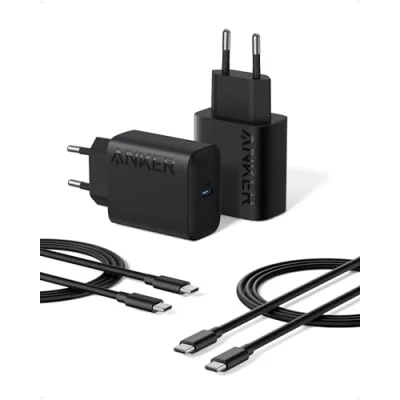 Immagine di Caricatore ad ultrasuoni USB C da 25 W, con Cavo C, Supporta la Ricarica Rapida PPS per Galaxy S23 Ultra/S23+/S23/S22/S21/Note 20 e Altro (Confezione 2, 2 Cavi 1,5 m Inclusi)