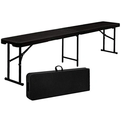 Immagine di AMANKA Panca da Giardino, Pieghevole, Resistente alle intemperie, 184 x 30 43 cm, Effetto Rattan