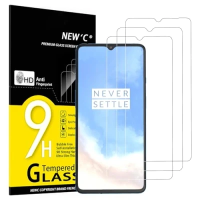 Immagine di NEW&#039;C 3 Pezzi, Vetro Temperato per OnePlus 7T, Pellicola Prottetiva Anti Graffio, Impronte, Senza Bolle, Durezza 9H, 0,33mm Ultra Trasparente, Resistente