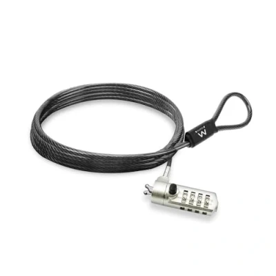 Immagine di Ewent Cavo di Sicurezza con Serratura a Combinazione, per Notebook, Laptop, PC, Proiettori, Combinazione in Acciaio Resistente Slot Wedge,Cavo lungo 1,5 Metri