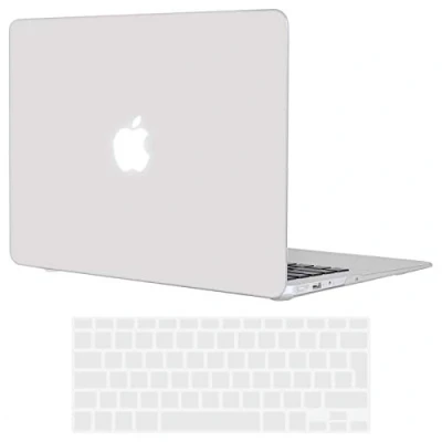 Immagine di TECOOL Cover compatibile con vecchio MacBook Air 13 Pollici 2017 2010 (A1466 1369), Custodia Rigida Protettiva Sottile in Plastica Superficie Opaca e Copritastiera UE, Blanco Escarcha
