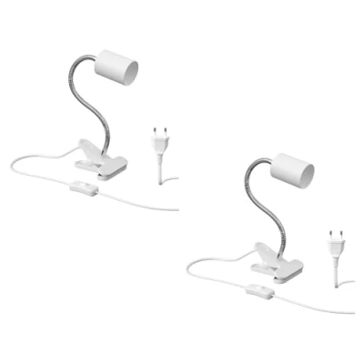 Immagine di ledscom.de 2 pz. lampada a morsetto, collo d&#039;oca WAIKA, interruttore, bianco opaco, 1x GU10 max. 15W
