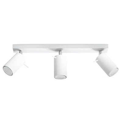 Immagine di Sollux Lighting Ring 3 Lampada da soffitto Design moderno e minimalista, regolabile braccio direzione della luce Lampadina GU10 sostituibile, x 40 W Acciaio, bianco 45 6 16 cm