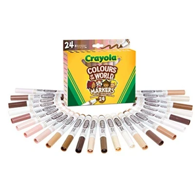 Immagine di CRAYOLA Colours of the World Pennarelli Punta Maxi, Confezione da 24, Colori Multiculturali Assortiti nei Toni della Pelle, 58 7804