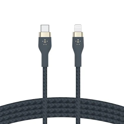 Immagine di Belkin BoostCharge Pro Flex Cavo intrecciato da USB C a Lightning (1 m), certificato MFi, ricarica rapida Power Delivery 20 W, per iPhone 14/14 Plus, 13, 12, Pro, Max, mini, SE, iPad e altri Blu