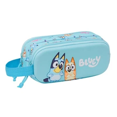 Immagine di Safta BLUEY astuccio doppio 3D, per bambini, ideale bambini in età scolastica, comodo e versatile, qualità resistenza, 21 x 6 8 cm, colore celeste, azzurro, Estándar, Casual