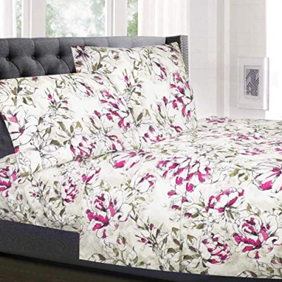 Immagine di Sweet Home Collection Set di biancheria da letto lusso, con lenzuolo piatto, angoli, 2 federe, in microfibra, modello Dolce, Twin