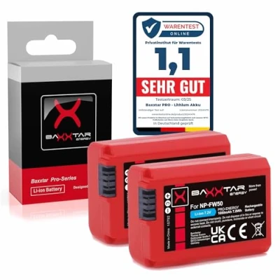 Immagine di Baxxtar Pro NP FW50 batteria 2x (1080mAh reali) con Infochip Sistema di intelligente ultima generazione