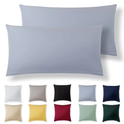 Immagine di Alreya Set di 2 Federe in 100% jersey cotone con chiusura lampo 40 x 70 cm Azzurro Federa Cuscino, Copricuscino Divano, super morbida 40x70