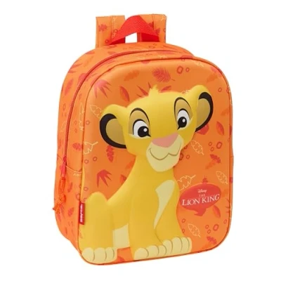 Immagine di Safta El Rey Leon 3D Zaino da asilo 3D, adattabile al carrello, facile pulire, ideale per bambini di diverse età, comodo e versatile, qualità resistenza, 22 x 10 27 cm,, Arancione, Estándar,