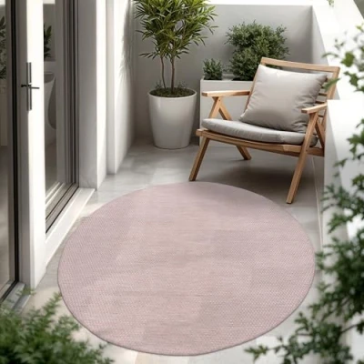 Immagine di Paco Home Tappeto Per Esterno Balcone Terrazza Cucina Monocolore Mélange, Dimensione:Ø 200 cm tondo, Colore:Giallo