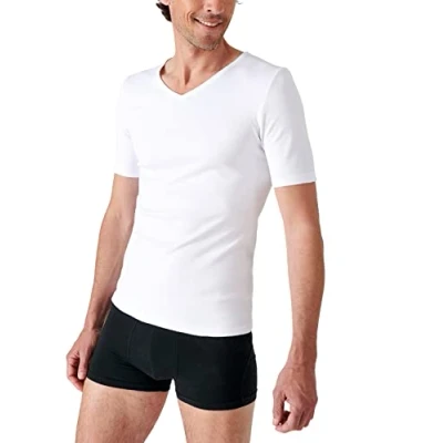 Immagine di Damart Maglietta Scollo a V Maglia Interlock Thermolactyl Grado 3 Alto Termico, Bianco (Blanc), L Uomo