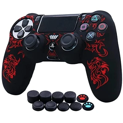 Immagine di HLRAO Silicone Della Pelle laser Compatibile con PS4/PS4 Slim/PS4 Pro Wireless/Wired Gamepad Controller 8 x FPS Thumb Grip Caps + 2 zampe di gatto.
