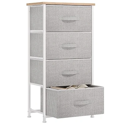 Immagine di YITAHOME Cassettiera in Tessuto, armadietto con 4 cassetti, per Corridoio vano contenitore tessuto soggiorno, camera da letto, cameretta dei bambini, grigio chiaro